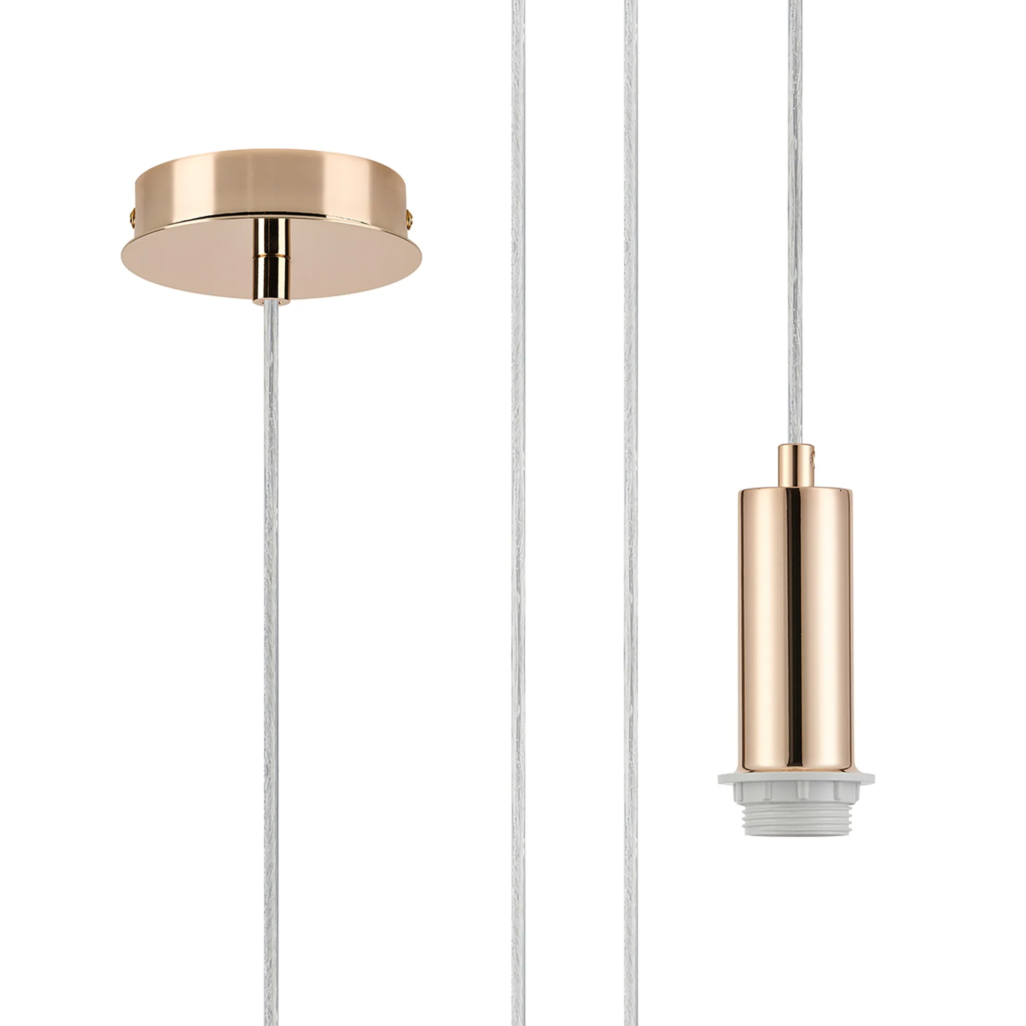D1053FG  Wick 10cm Body, 5m Single Pendant (FRAME ONLY), 1 x E27, French Gold
